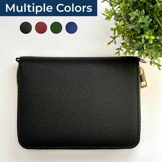 A7 Pebbled Leather Zipper Wallet - Peace Collection