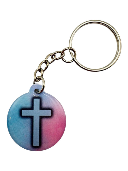 Tap To Pray™ - Prayer Tag Keychain - Pastel + Cross
