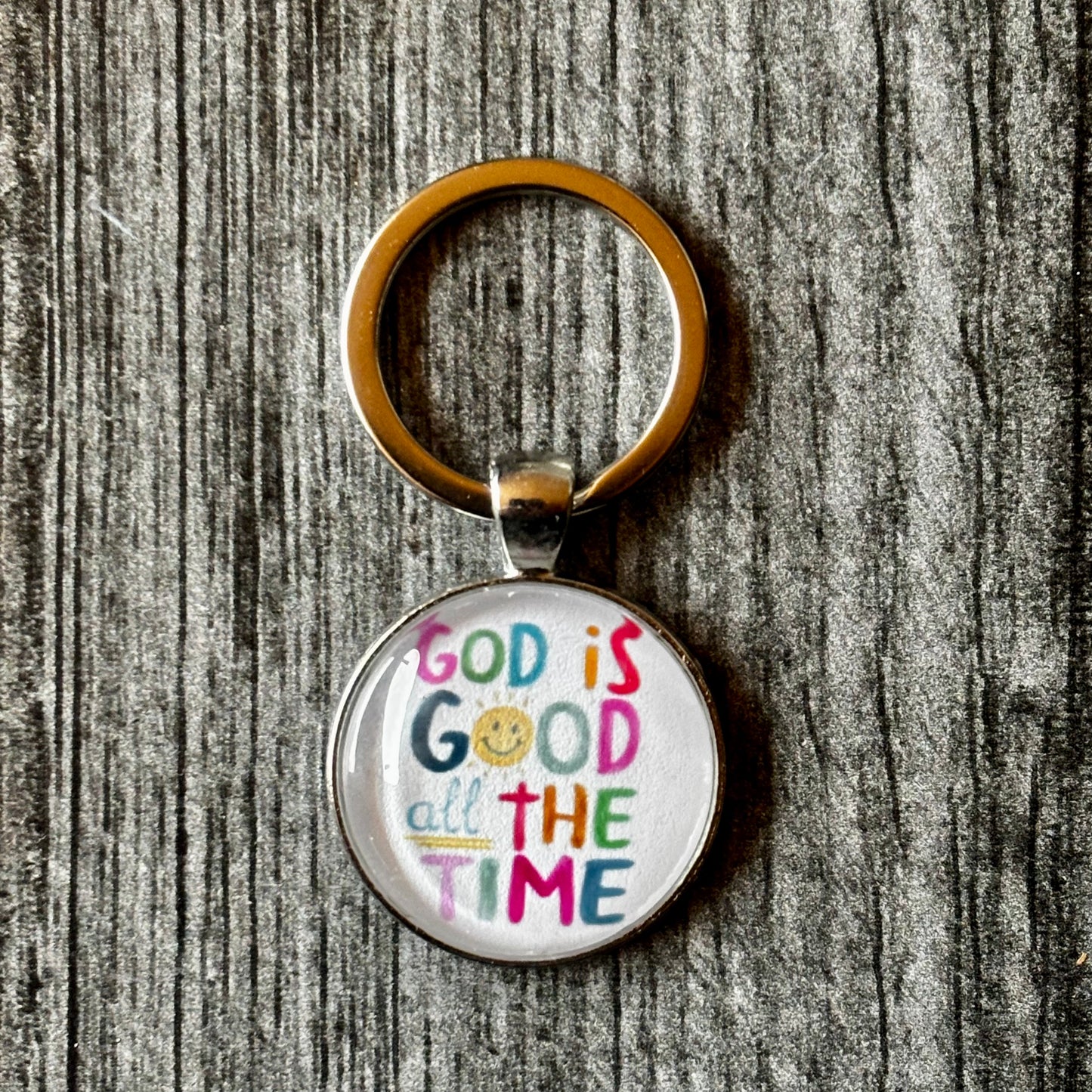 Glass Cabochon Keychain - God Is Good All The Time