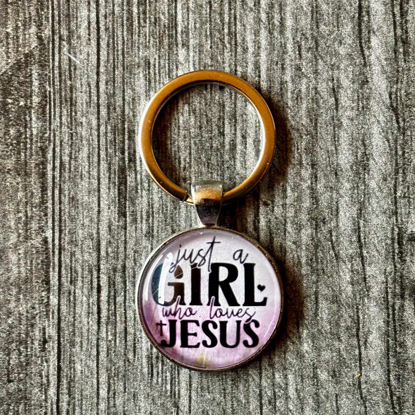 Glass Cabochon Keychain - Just A Girl Who Loves Jesus