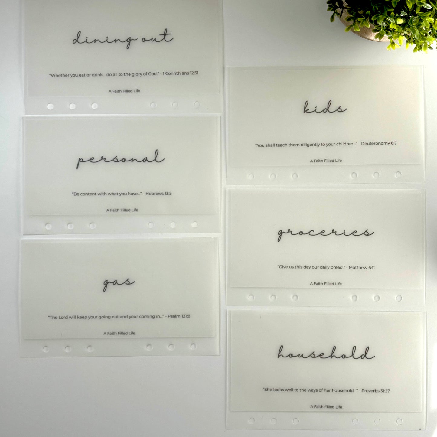 A6 Cash Envelopes – Set of 6 Starter Categories (Matte Vellum, Handmade)