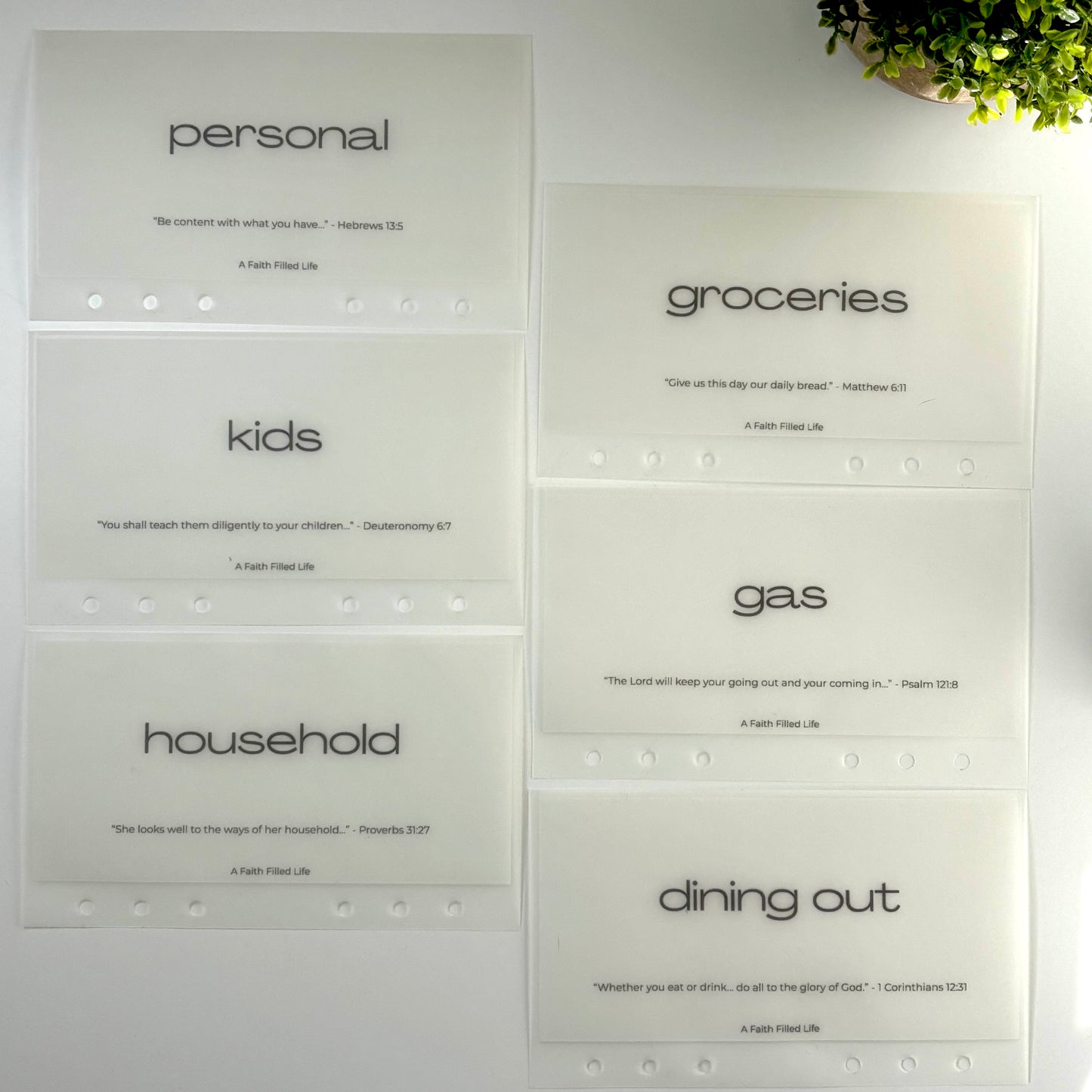 A6 Cash Envelopes – Set of 6 Starter Categories (Matte Vellum, Handmade)