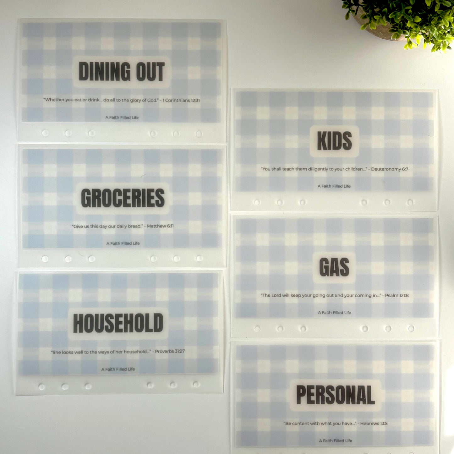 A6 Cash Envelopes – Set of 6 Starter Categories (Matte Vellum, Handmade)