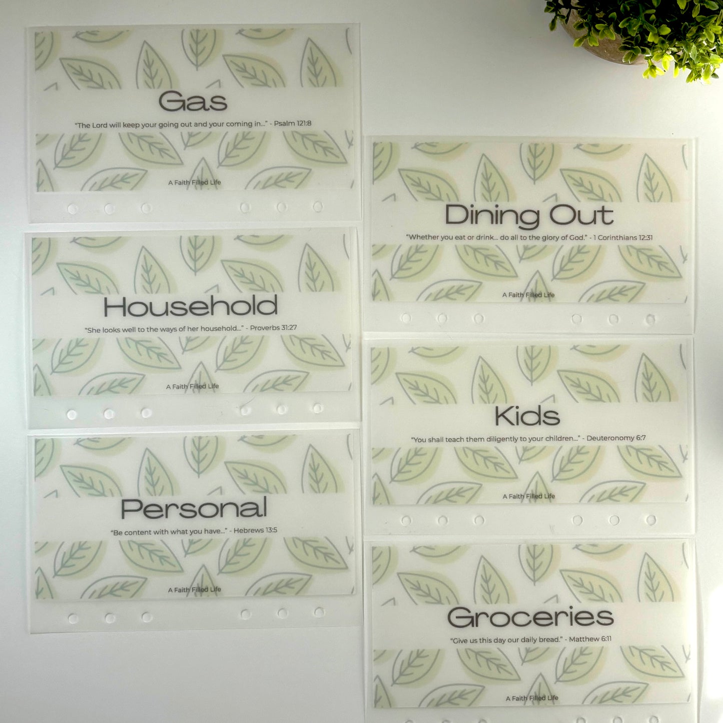 A6 Cash Envelopes – Set of 6 Starter Categories (Matte Vellum, Handmade)