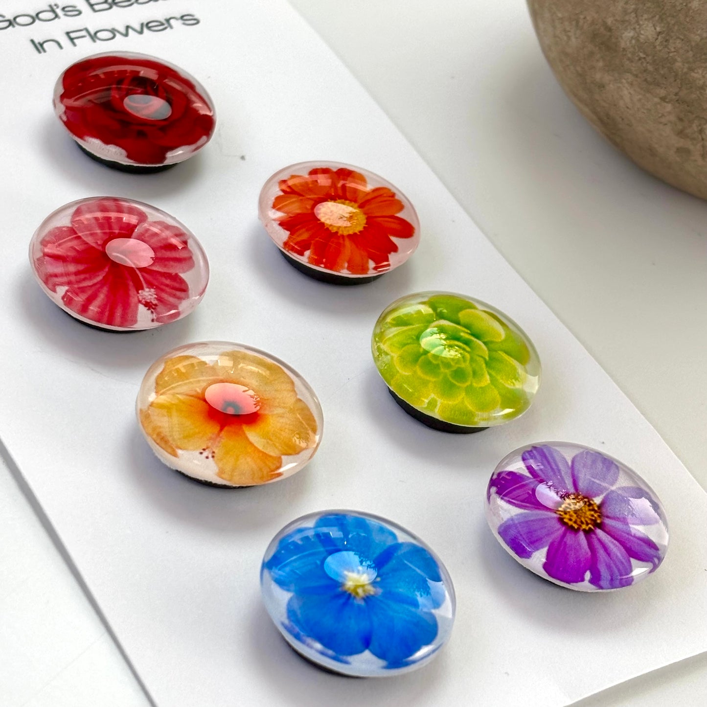 God's Beauty Glass Cabochon Magnets (Set of 7)