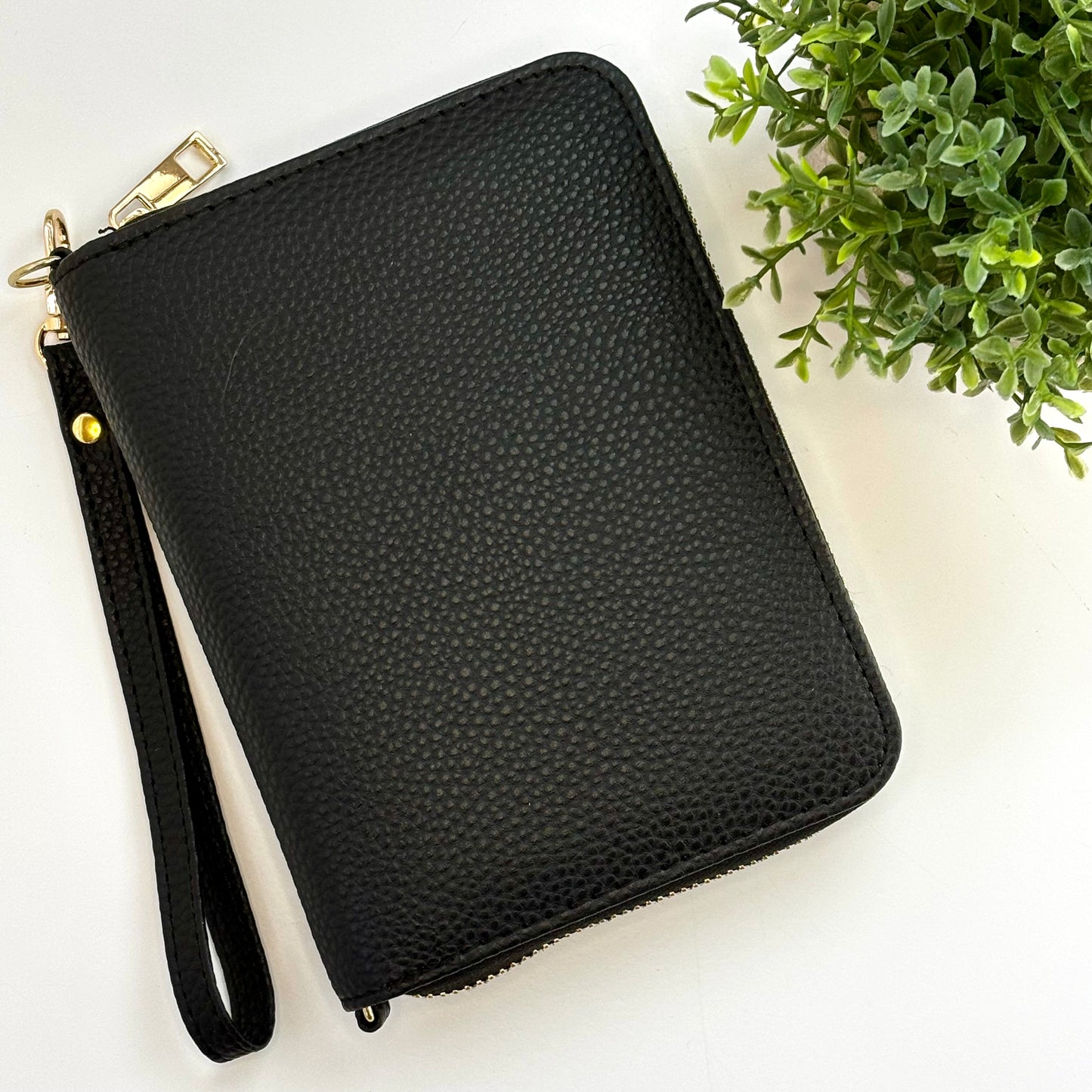A7 Pebbled Leather Zipper Wallet - Peace Collection