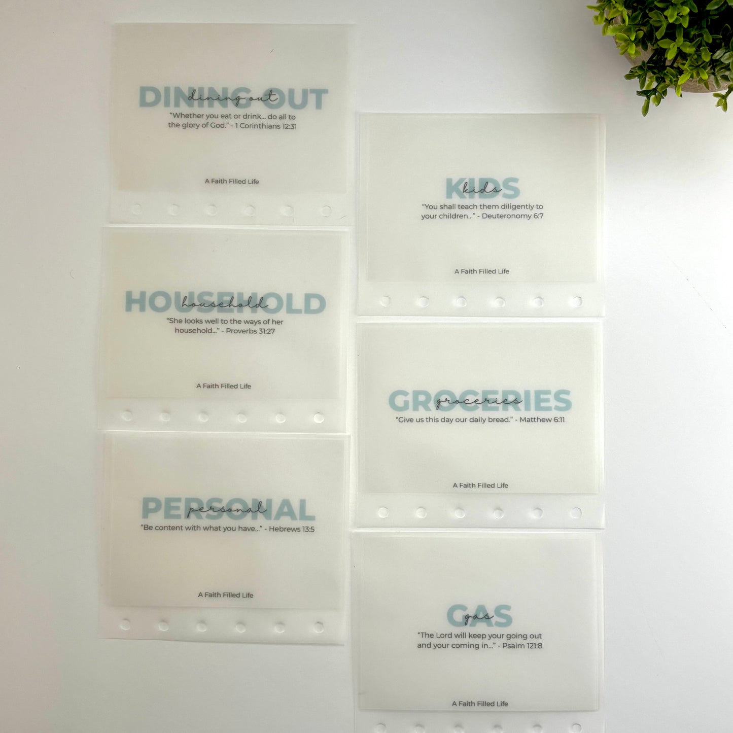 A7 Cash Envelopes – Set of 6 Starter Categories (Matte Vellum, Handmade)