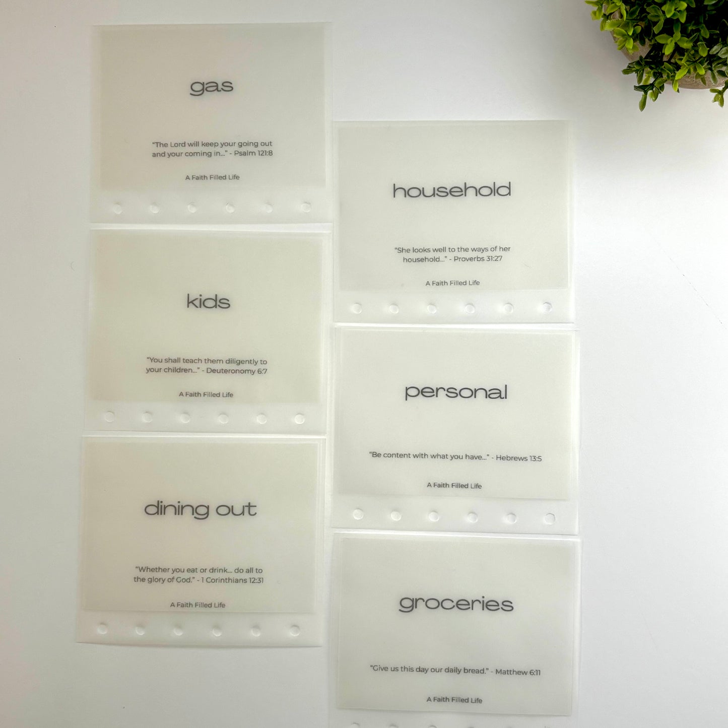 A7 Cash Envelopes – Set of 6 Starter Categories (Matte Vellum, Handmade)