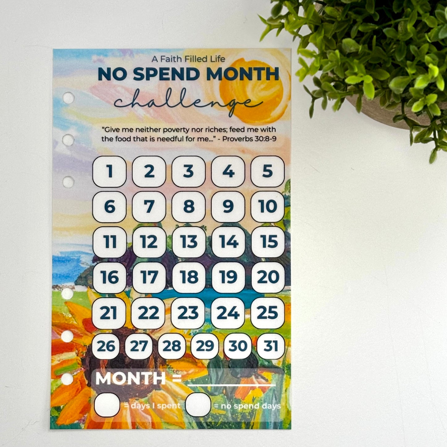 No Spend Month Challenge Tracker Dashboard (A6 or A7) - Hope Collection