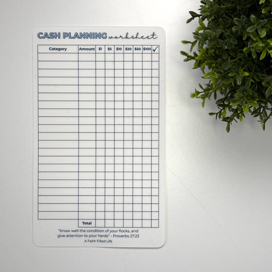 Cash Planning Worksheet (Reusable) - Faithful Collection