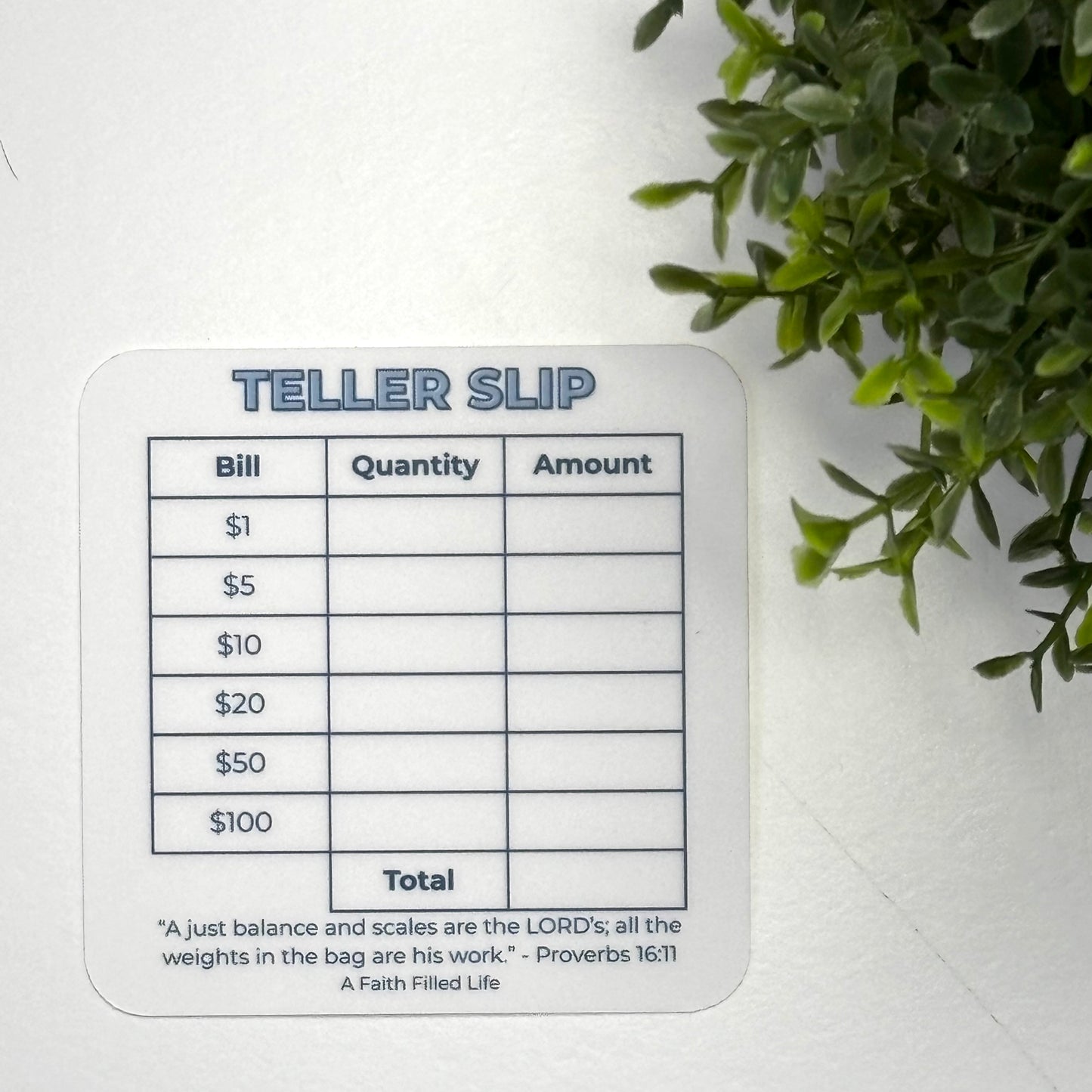 Teller Slip (Resuable) - Faithful Collection