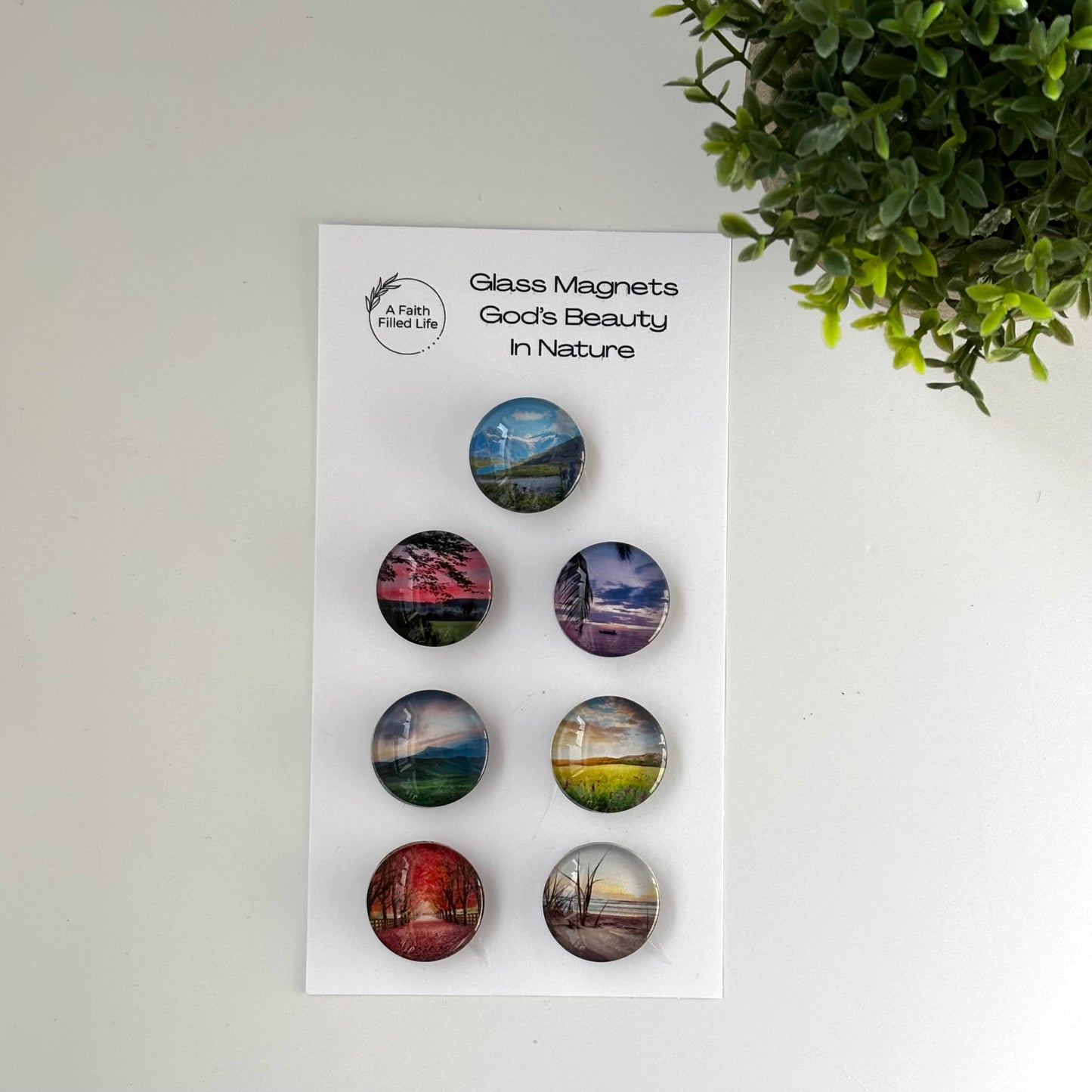 God's Beauty Glass Cabochon Magnets (Set of 7)