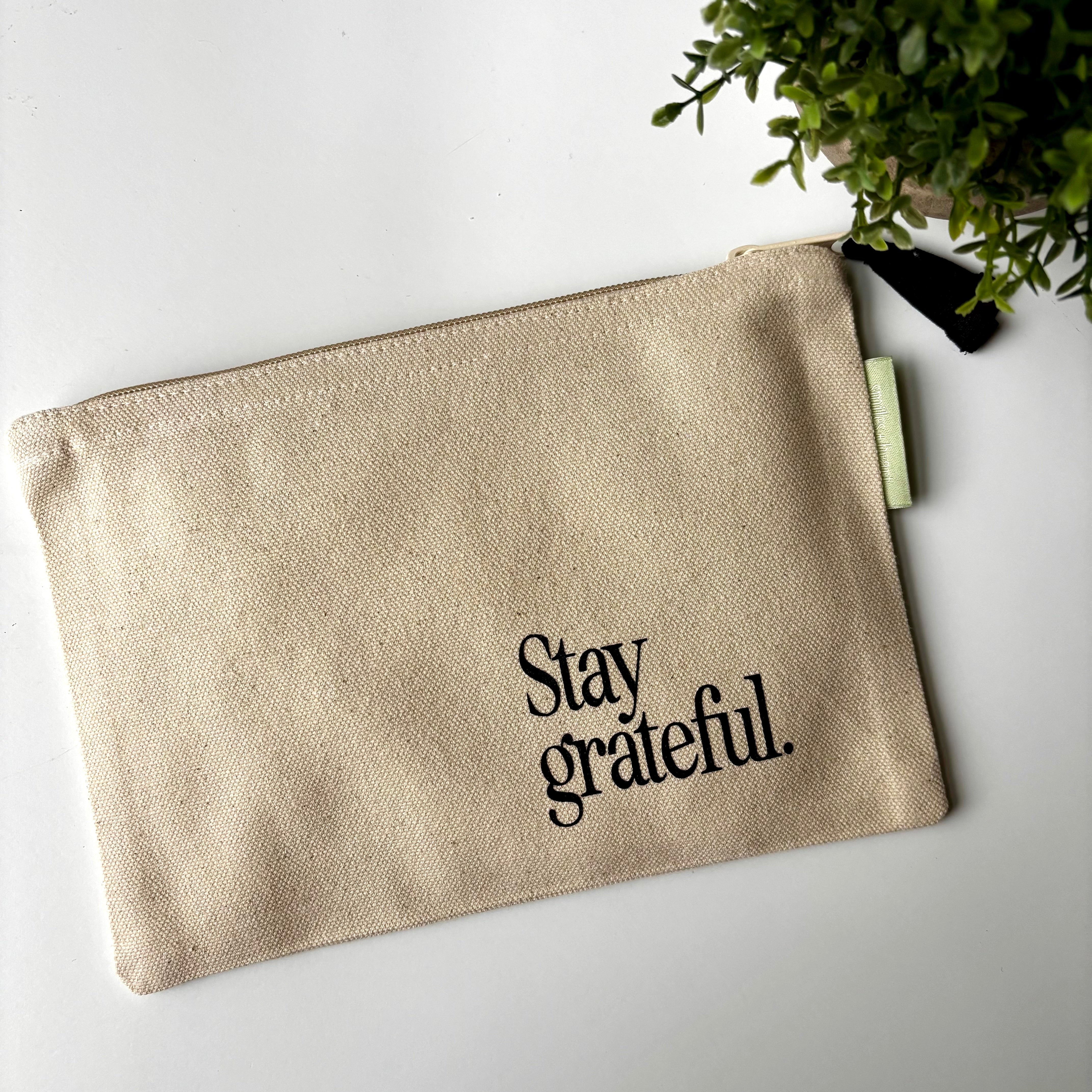 Stay Grateful Canvas Zipper Pouch
