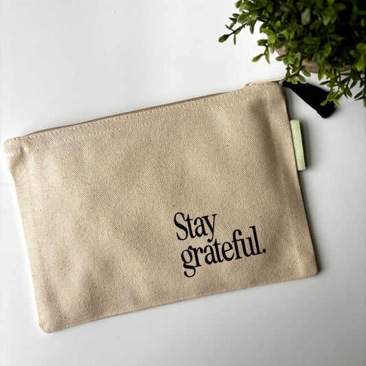 Stay Grateful Canvas Zipper Pouch
